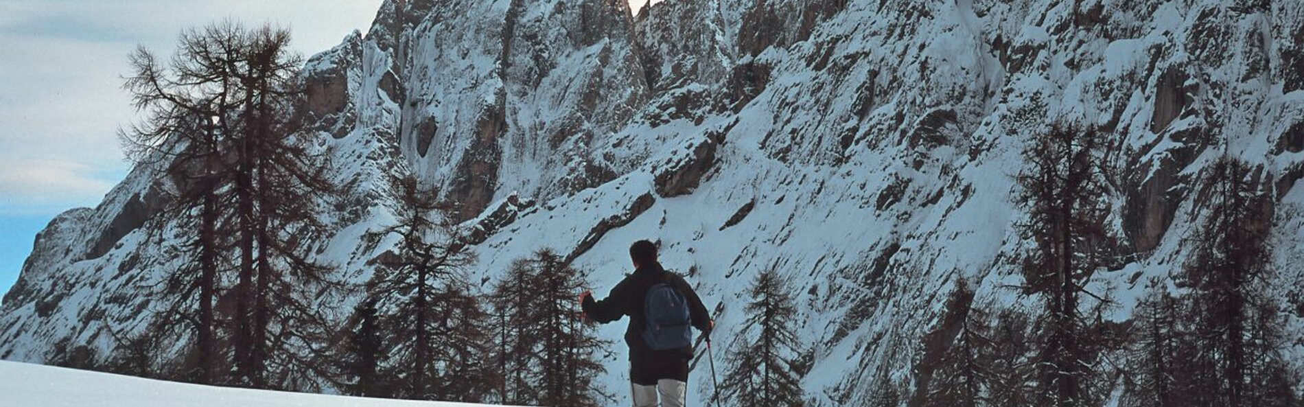 Skitourengeher vor Panorama d. Lienzer Dolomiten