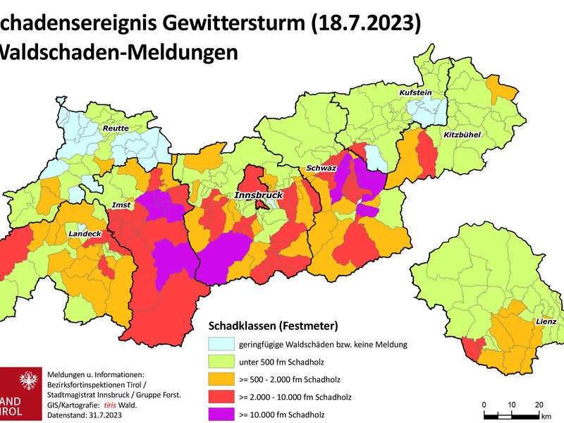 Sturmschäden Juli 2023. © Land Tirol
