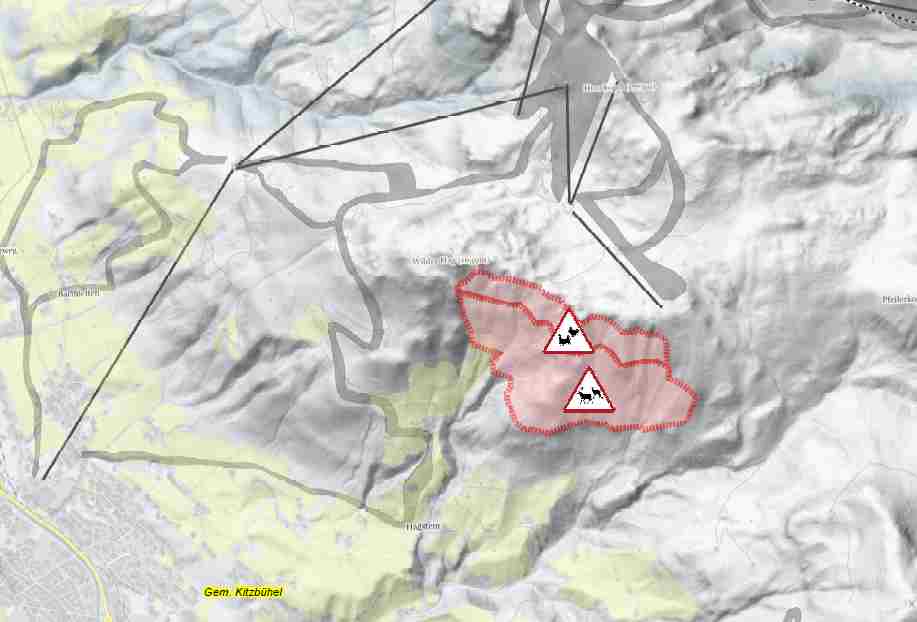 Karte Kitzbühler Horn mit  Schutzzonen.