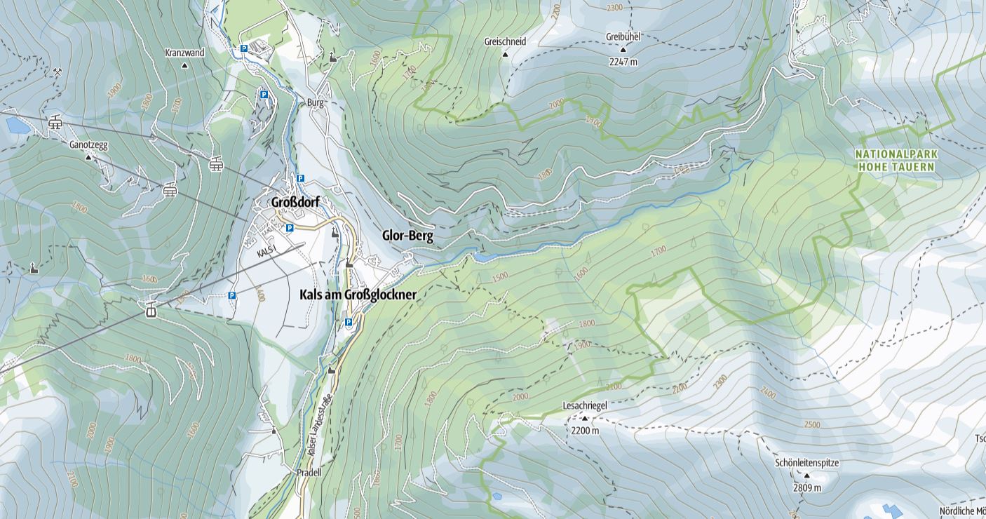 Topografische Karte Kals am Großglockner.