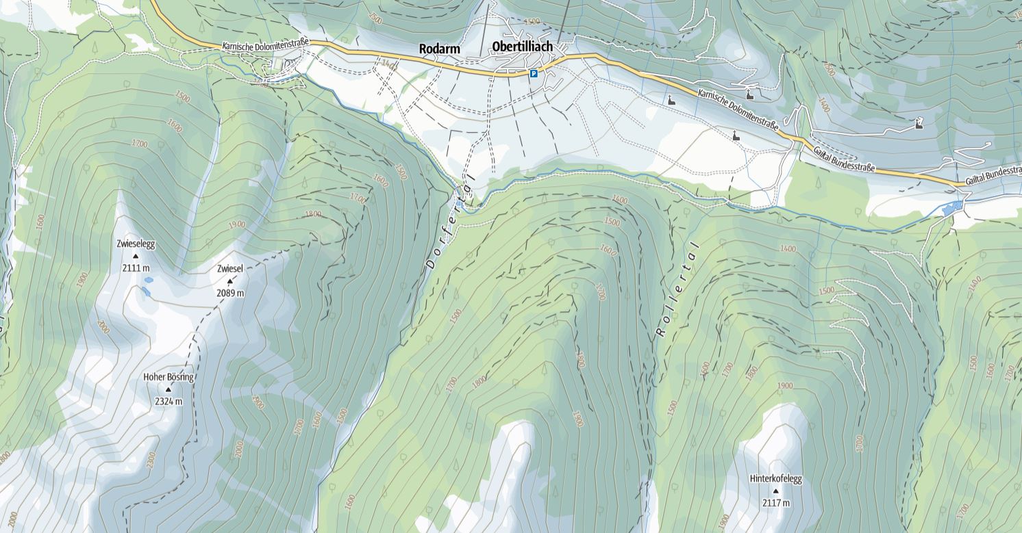 Topografische Karte Obertilliach.