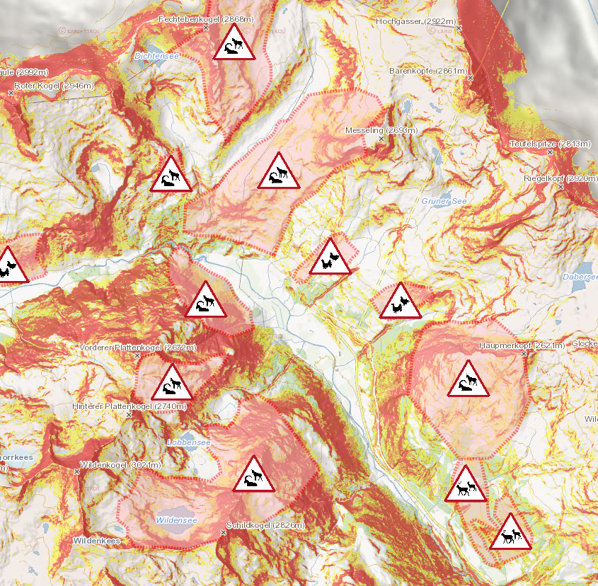 Kartenausschnitt Schutzzonen Tauerntal-Gschlöss © Land Tirol