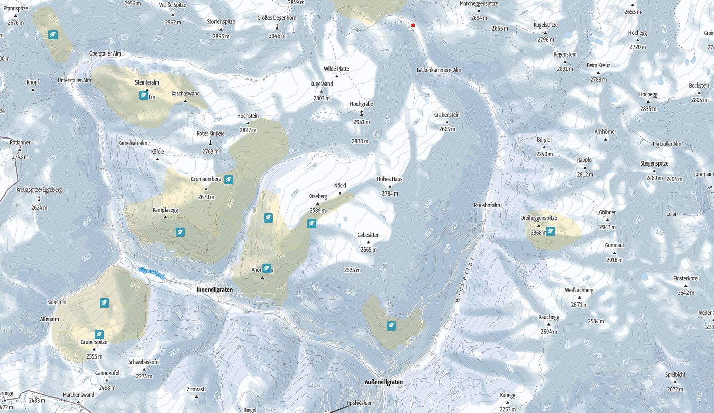 alpenvereinaktiv Karte mit Schutzzonen