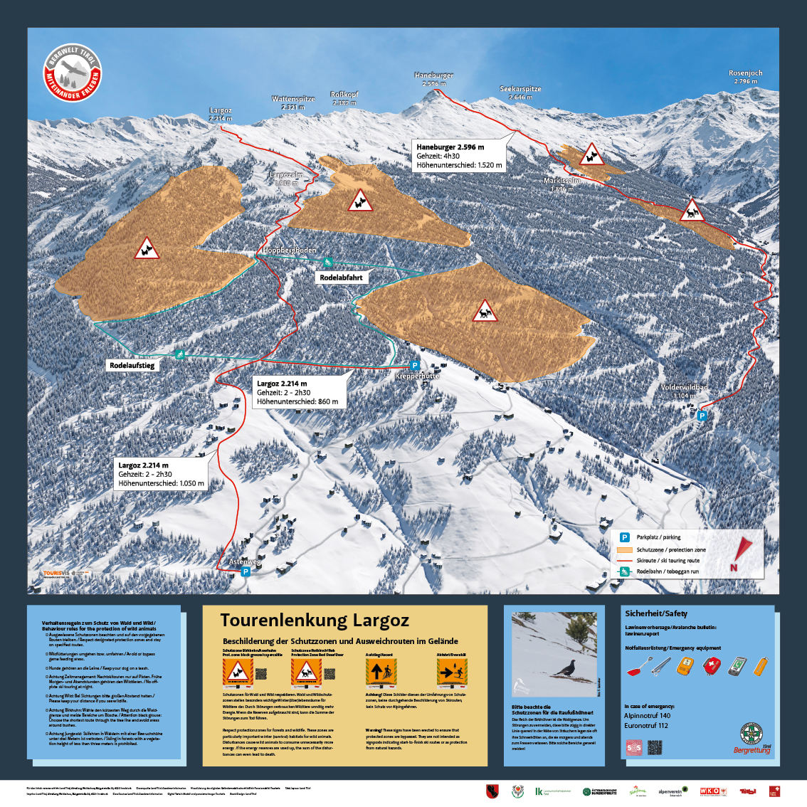 Wildschutzzonen in der Schitourenregion Largoz/Voldertal © Land Tirol