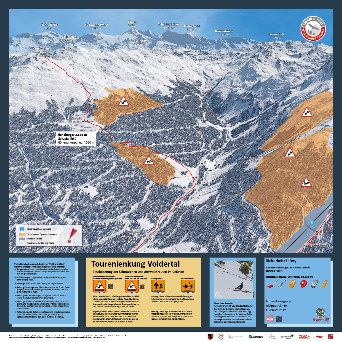 Wildschutzzonen in der Schitourenregion Voldertal © Land Tirol