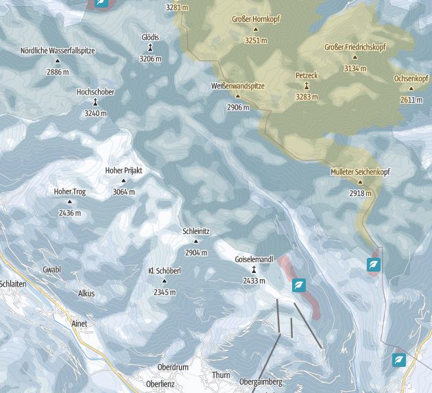 Kartenausschnitt der Region Debanttal