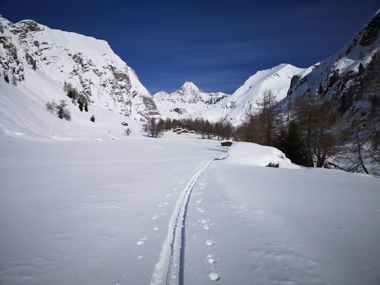 Skispur im Ködnitztal Richtung Großglockner