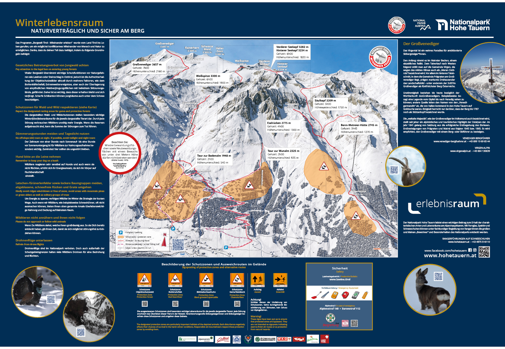 Panoramatafel Skitouren Bereich Bodenalm und Wunalm. © Land Tirol