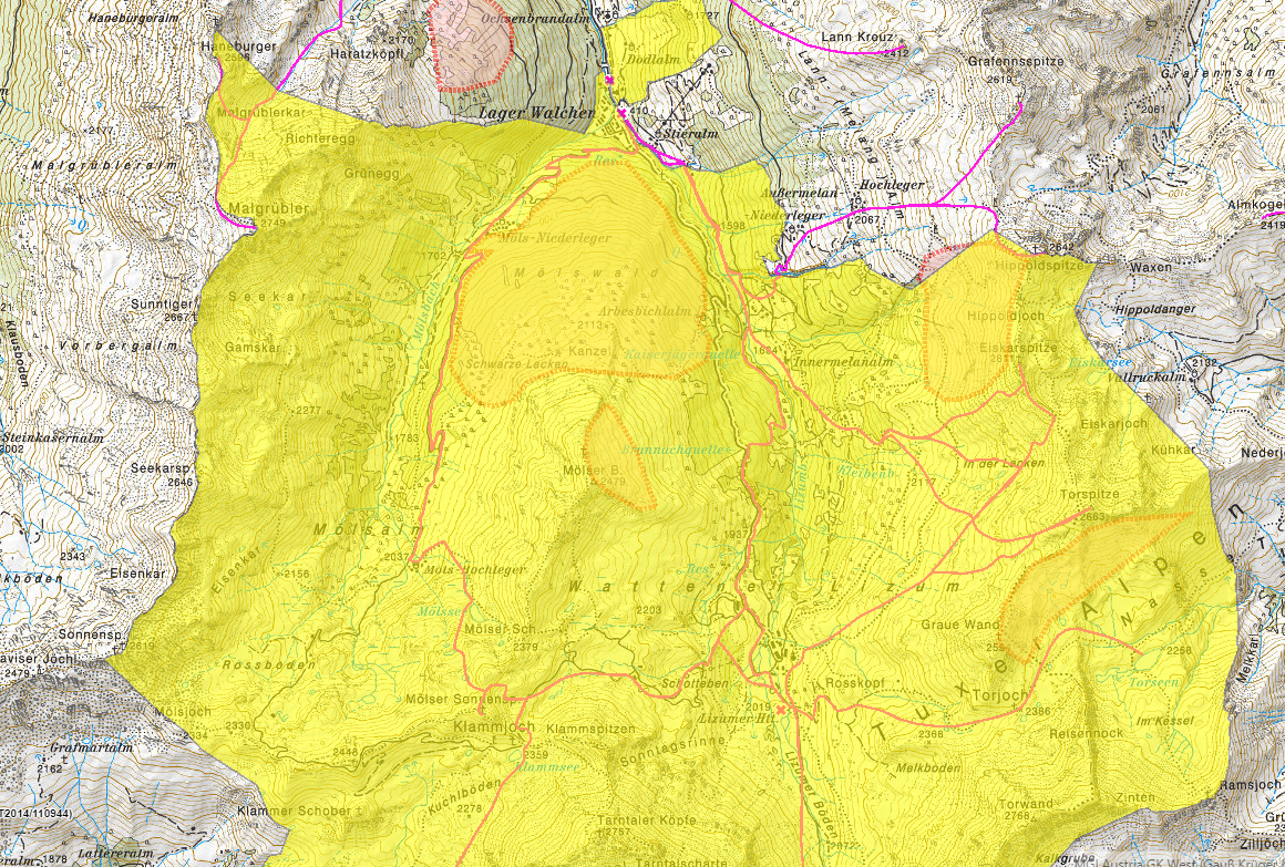  Map military training area in Wattener Lizum © Land Tirol