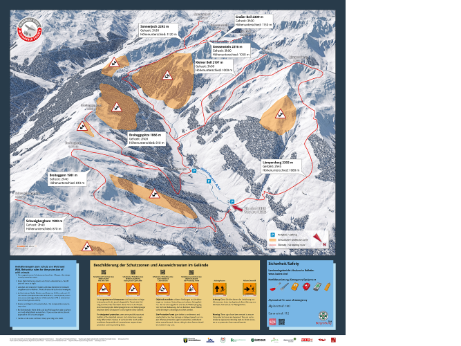 Panoramatafel Skitouren Bereich Schwaigberghorn bis Lämpersberg © Land Tirol